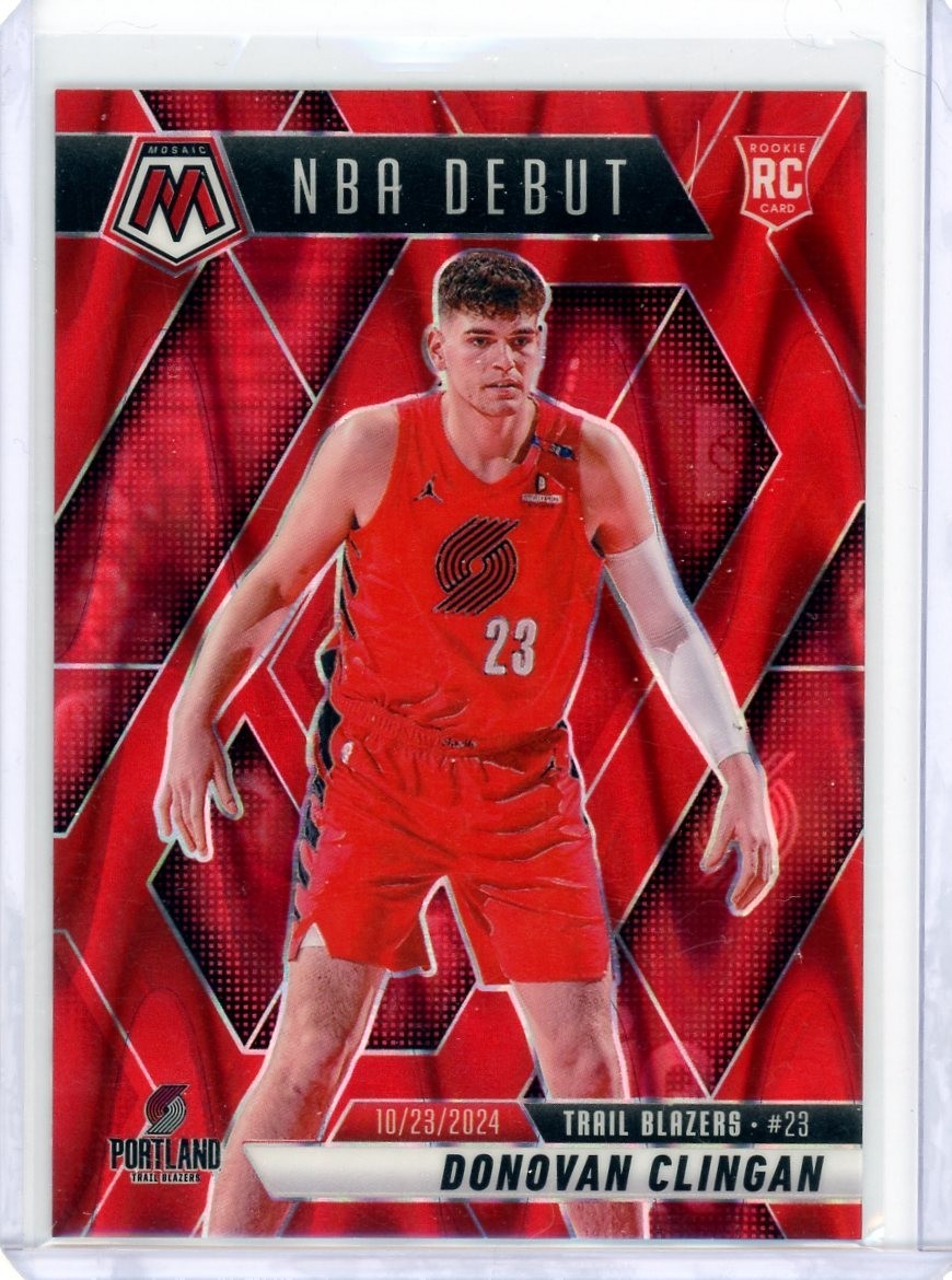 Donovan Clingan 2024-25 Panini Mosaic NBA Debut RC Red Seismic Prizm /299 #261