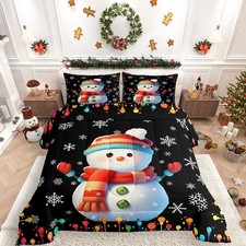 Merry Christmas Comforter Set Queen Size Cute Xmas Decor Bedding Set with Kaw...