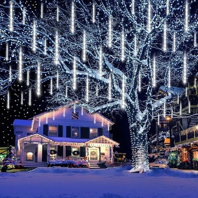 Meteor Shower Lights Falling Rain Drop Christmas Icicle Cascading Lights Tree UK