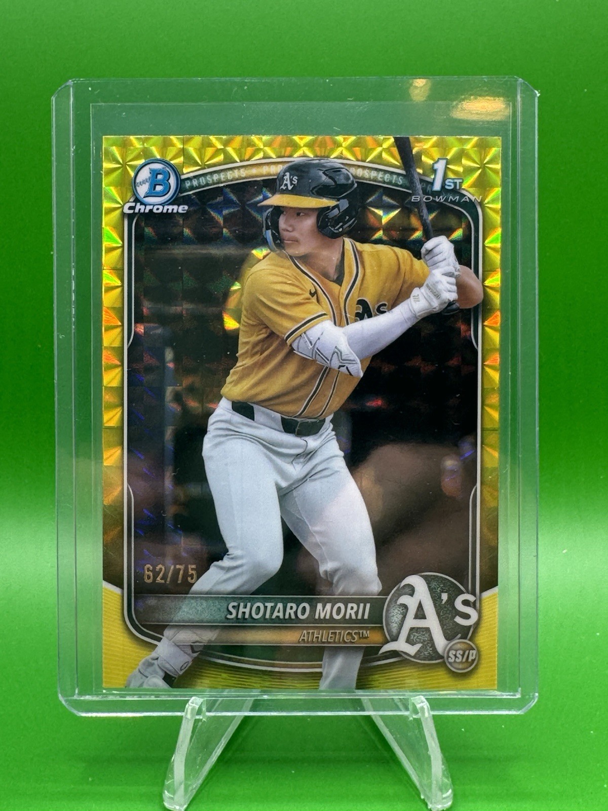 2025 Bowman Chrome 1st Shotaro Morii Yellow Geo (RC) /75 Athletics