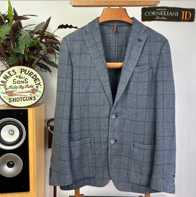 Corneliani ID (40R) Tweed Karo italienisches weiches leichtes unstrukturiertes Sakko