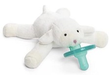 WubbaNub Lamb Pacifier Plush White Farm Theme Silicone Dishwasher Safe Infant