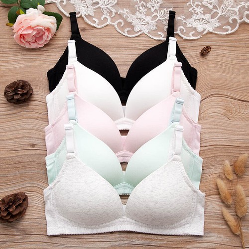 Top BH Teenage Girls' Lightly Padded Wirefree Cotton Bra Underwear Training Bras - Picture 12 of 24