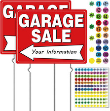 2-Pack Garage Sale Sign Kit with 4 Metal Stakes  960 Removable Price Stickers  