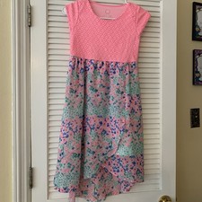 Wonder Nation Girls' Clothing Pink Lace & Floral Fit & FlareDress Size L (10-12)