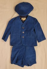 VTG 1964 SEARS Pooh Ltd. Blue Corduroy Jacket Shorts Hat Set 3 Walt Disney Kid
