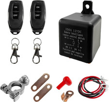 12V 200A Remote Battery Disconnect Top Post Cut-Off Switch w/ 2 Remotes