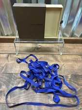 Louis Vuitton Blue Gift Ribbon w/Gold Logo Authentic - 7 Yards - 3 PIECES w/ Box