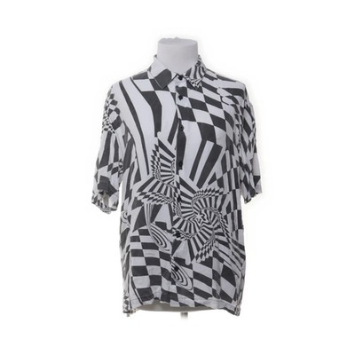 Bershka, Kurzarmhemd, Größe: S, Weiß/Grau, Viskose, Zebra, Damen #Fpi