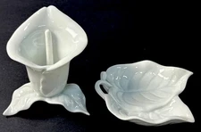 Vintage Fitz And Floyd Calla Lily —Candle Holder??? Set White