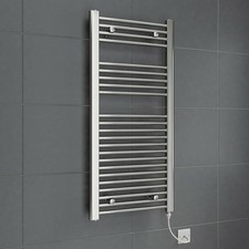 Chrome White Heated Towel Rail Radiator Straight Electric Bathroom Heating Rad