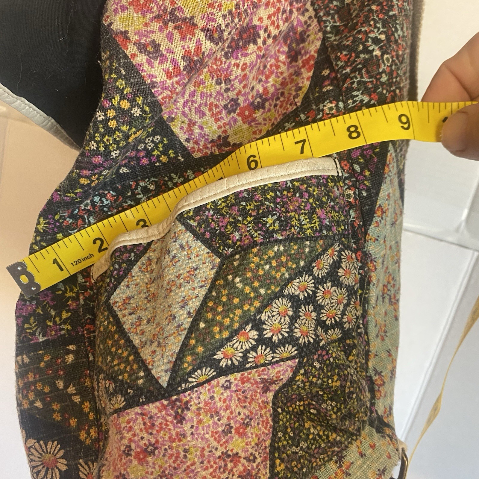 Boho Patchwork Backpack Bag Floral Geometric Draw… - image 8