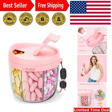 Cute Pink Pill Organizer with 7 Compartments: Ideal for Daily Vitamins & Travel