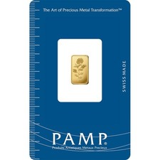 1 gram Gold Bar - PAMP Suisse - Rosa - 999.9 Fine in Sealed Assay 4915.28 per troy oz