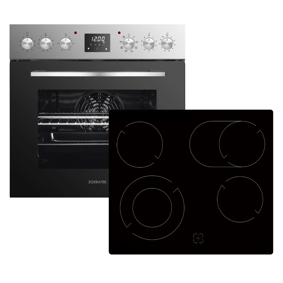 Einbau Herdset Edelstahl Backofen Kochfeld Glaskeramik Grill Teleskopauszug NEU - Bild 3 von 4