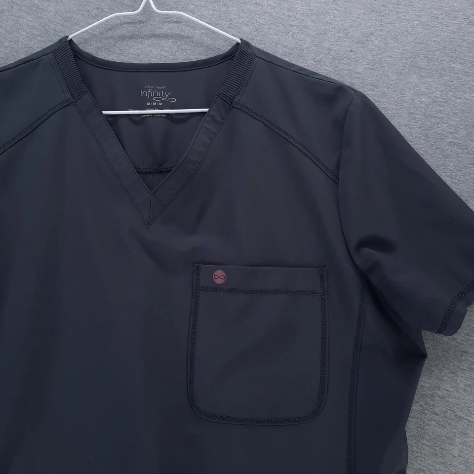 Cherokee Infinity Scrub Top Womens Medium Pewter CK687A V-Neck Nursing Stretch - Image 3 of 4