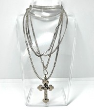 Victorian Silver Guard Chain 155cm with Crucifix - Swivel, Circa 1900