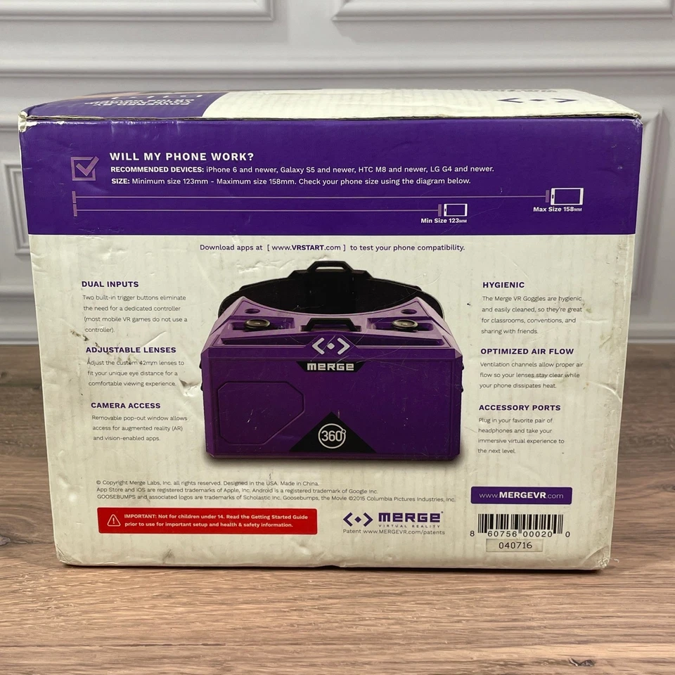 Combinar Realidad Virtual VR Gafas Auriculares Púrpura Material Suave Foto 4 de 4