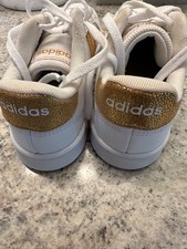 Size 2 adidas Grand Court Low White /Gold sneakers