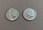 US Coins Kennedy half dollars. Two 1968-d coins.