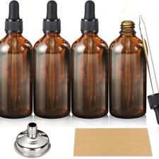 4 Pack Dark Amber Glass Dropper Bottles Leakproof Essential Oils