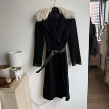 Helmut Lang Recent Model Lamfer Belted Long Coat Jacket Wool Cashmere