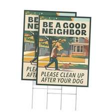 2pk Clean Up After Your Dog Signs  No Dog Poop Signs for Yard Lawn 