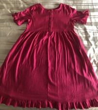 Ruby Rain Midi Dress, Magenta Cotton Linen Blend