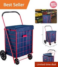 Folding Grocery Basket Cart Shopping Wheel Large Utility Laundry18"X15"X24" BAG 