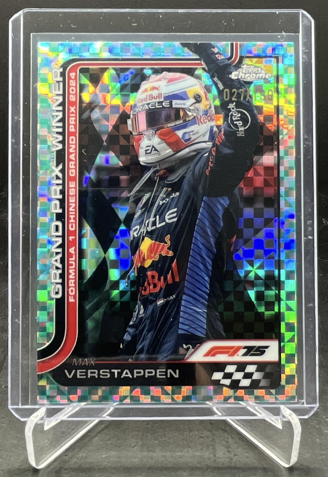 2025 Topps Chrome F1 Max Verstappen China GP Winner Aqua Checker 027/199 #97