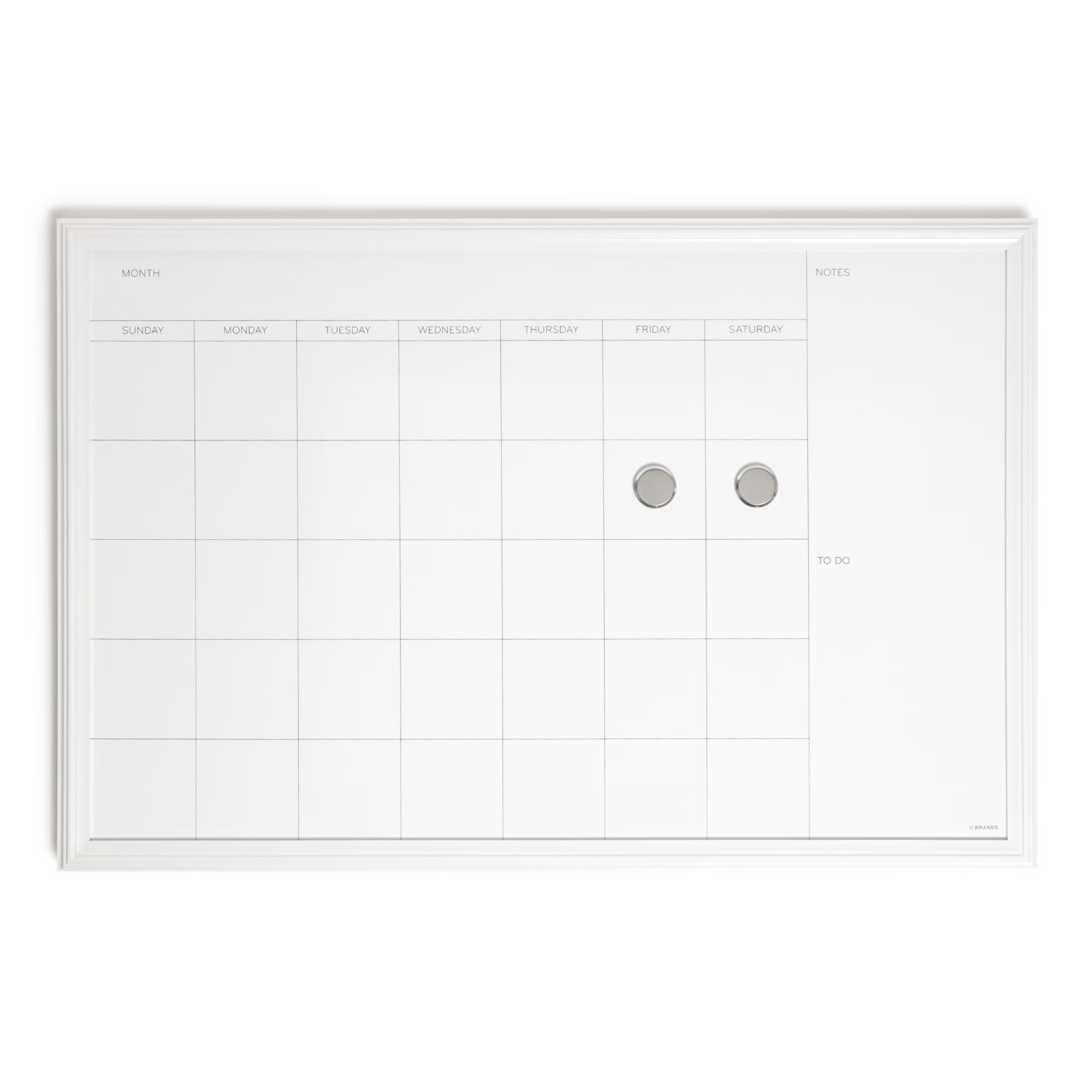 30 x 20 Inch Magnetic Dry Erase Calendar Whiteboard, White Wood Frame