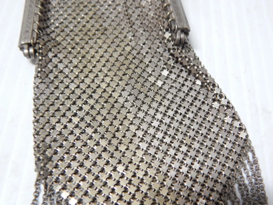 BOLSO ALETA MALLA PLATA VINTAGE ANTIGUO FRANCÉS VICTORIANO - DECO ALEMÁN Foto 3 de 4
