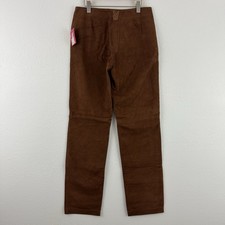 PLAYBOY Vintage Deadstock Y2K 90s Brown Suede Leather Bunny Patch Bikercore Pant