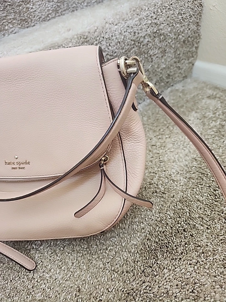 Kate Spade Pink Jackson Soft Pebbled Leather Medium Flap Shoulder /Crossbody Bag - Image 3 of 4