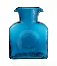 Early Vintage Blenko Handmade Glass 384 Water Bottle in HTF Teal