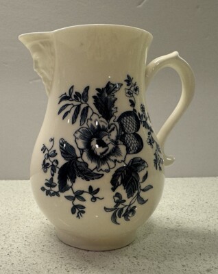 ROYAL WORCESTER Blue Sprays Creamer Pitcher Face On Spout Flowers Butterflys 