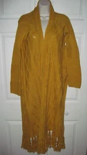Moda International Women's M/L Knit Sweater Shawl Mustard Yellow Long Sleeves