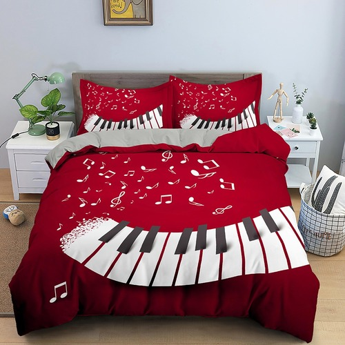 3D Klavier Schlüssel gedruckt Bettwäsche Set Luxus Musik Decke Bettbezug mit Reißverschluss - Bild 3 von 37