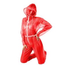 Klar PVC Zentai Full Bodysuit Unisex mit Reißverschluss Halloween Kostüm
