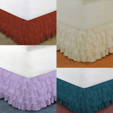 1PC MODERN SOLID DUST MULTILAYERED BED DRESSING BEDDING SKIRT 18" DROP GYPSY