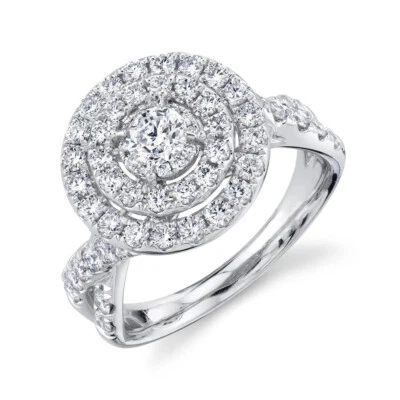 Sage Designs L.A. Diamant-Verlobungsring 14K Weißgold Twist Halo Rundschliff - Bild 1 von 4