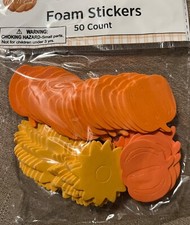 Fall Pumpkin  Sunflower Foam Stickers 50 Ct. New
