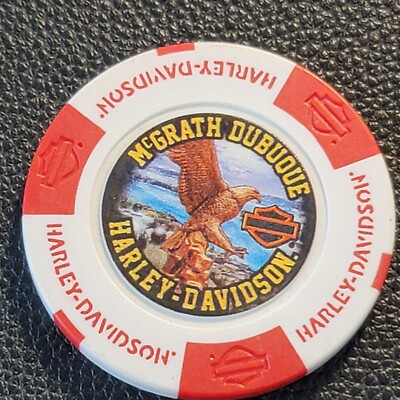 McGRATH DUBUQUE HD ~ IOWA (White/Red Full Color) Harley Davidson Poker Chip