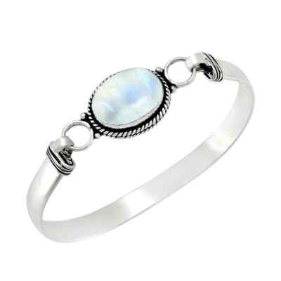 Bracelet Manchette En Argent Sterling 925 Avec Améthyste Et Labradorite - Fait Main, Réglable, Bohemian