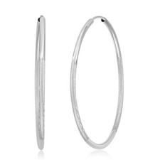 Wellingsale 14k White Gold Diamond Cut 1.5mm Endless Hoop Earrings 37 x 37 mm 