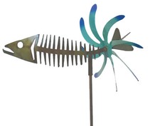 NEW HANDCRAFTED METAL YARD ART KINETIC GARDEN SCULPTURE BONEFISH MADE IN USA