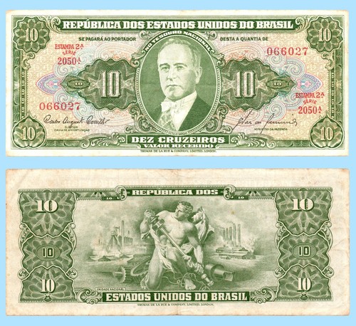 ⭐⭐ Banknote of Brazil 10 Cruzeiros – Estampa 2a - Série 2050a-1953 - Picture 3 of 5
