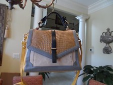 Tory Burch Multi Color Embosed Leather Satchel/Croosbody Bag