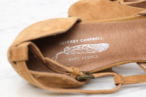 Free People Jeffrey Campbell Wedge Tan Suede Heels Ankle Strap Womens Sz 6.5 - Picture 6 of 7