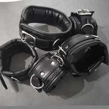 PU Leather Soft Padded Bondage Handcuffs Wrist Cuffs Ankle Cuffs BDSM Restraints